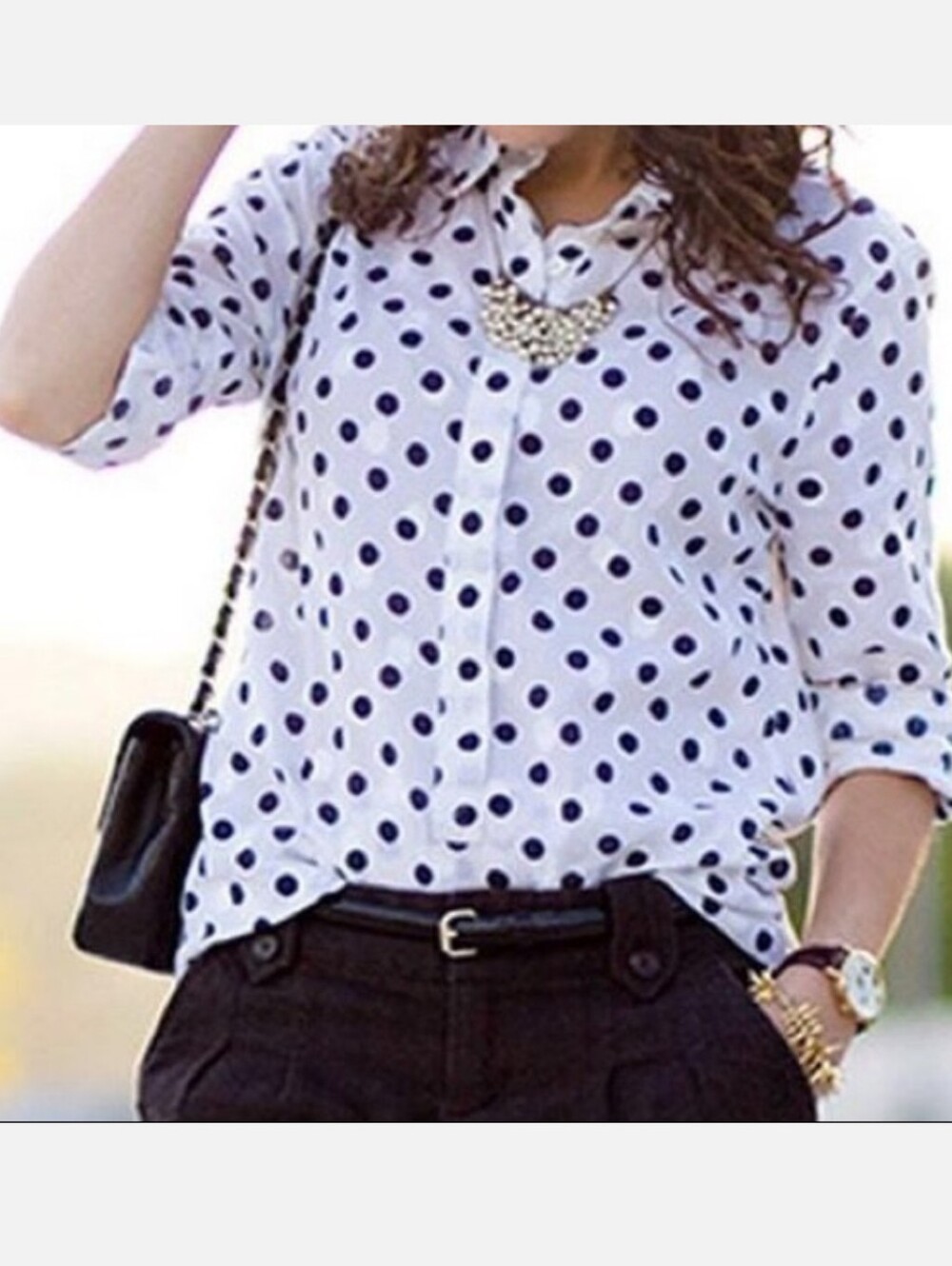 J. Crew Jacquard Polka Dot Popover Shirt 100% Cotton Sz.2 White Black